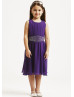 Ruched Chiffon Beaded Knee Length Flower Girl Dress